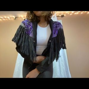 Purple Flower Fringed Vintage Jacket